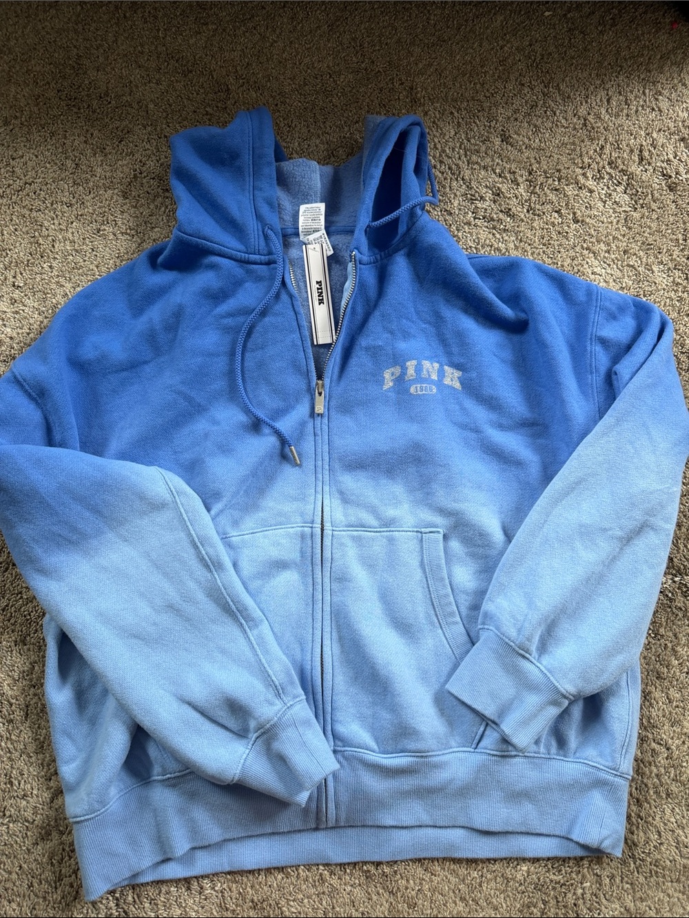PINK Zip-Up Hoodie in Ombre Blue